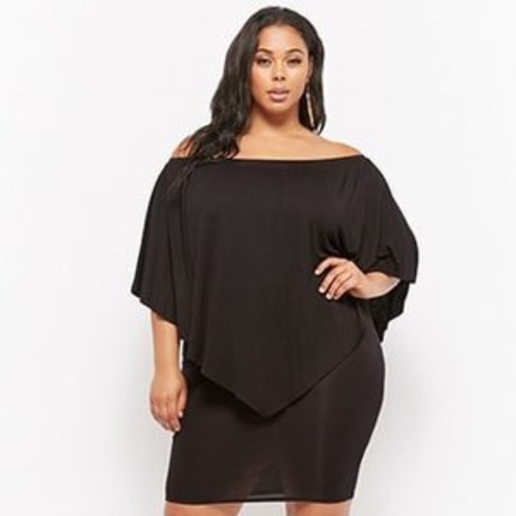 Forever 21 Dresses & Skirts - 🆕 Plus Size Layered Off The Shoulder Dress Black